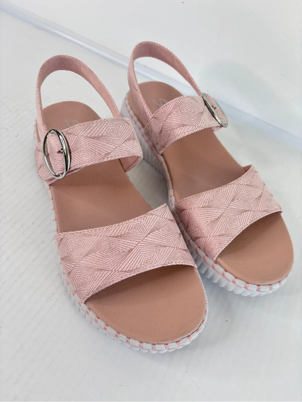 Skechers Wilshire BLVD-Illusion of Love Wedge Sandal Womens Sz 8 Pink Slingback